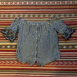 Old Navy off the shoulder plaid top